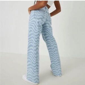 Garage Denim Jambe wide leg high-rise jeans wavy pattern Frayed hem Size 09/29